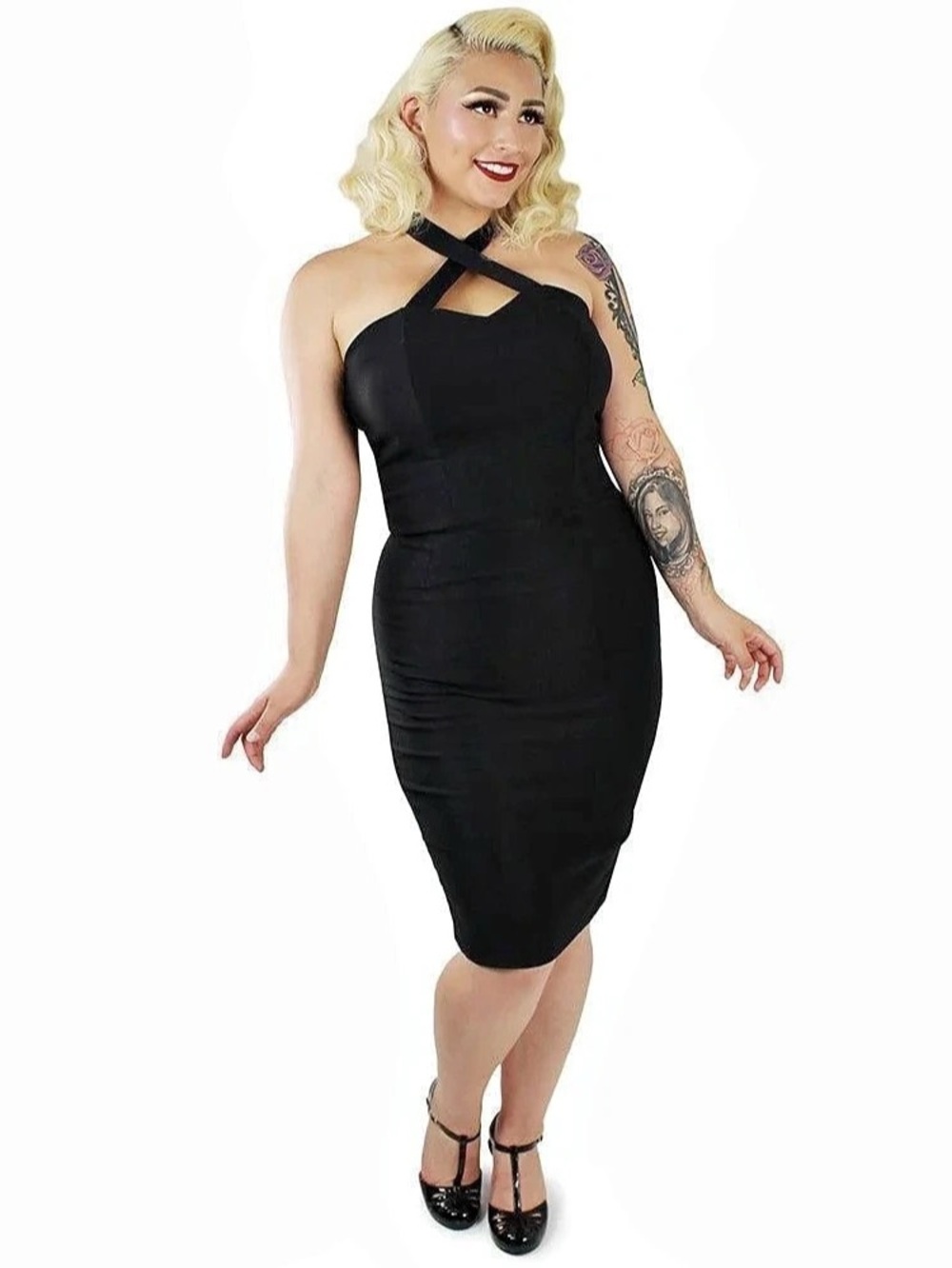 Hemet Black Cross-Front Midi Dress Like New